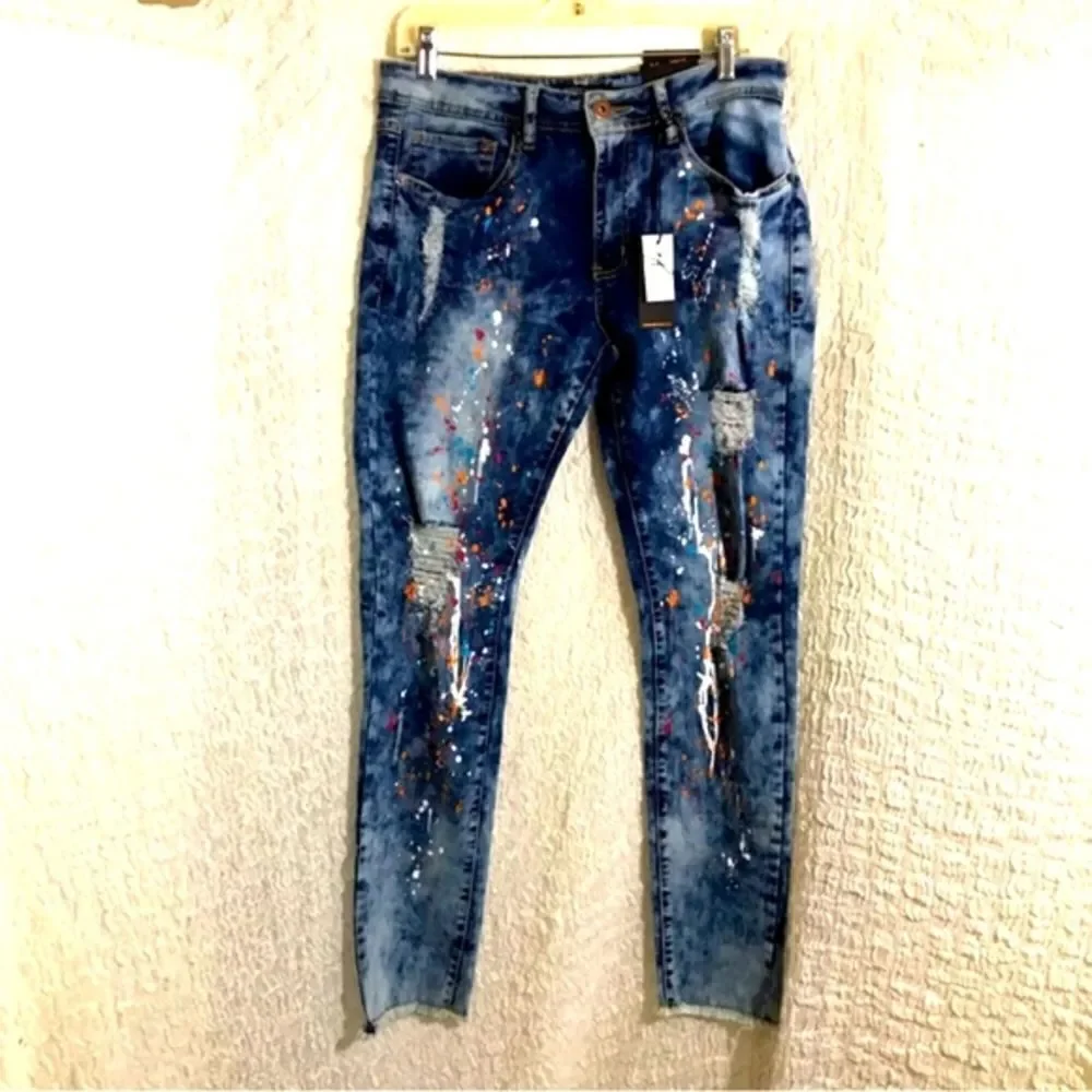 REDFOX JEANS NWT Paint Splatter Skinny Style Size 13